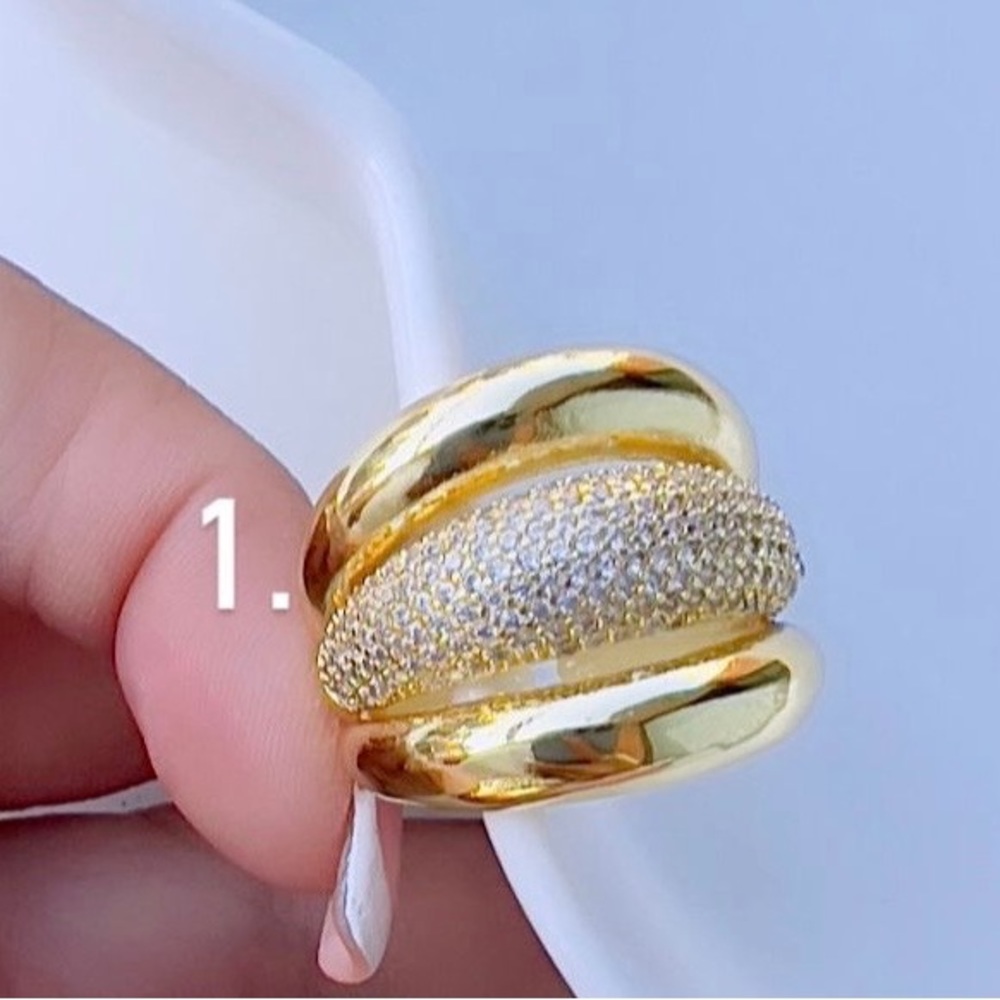 Chunky Rhodium Ring - Gold Tone - Adjustable